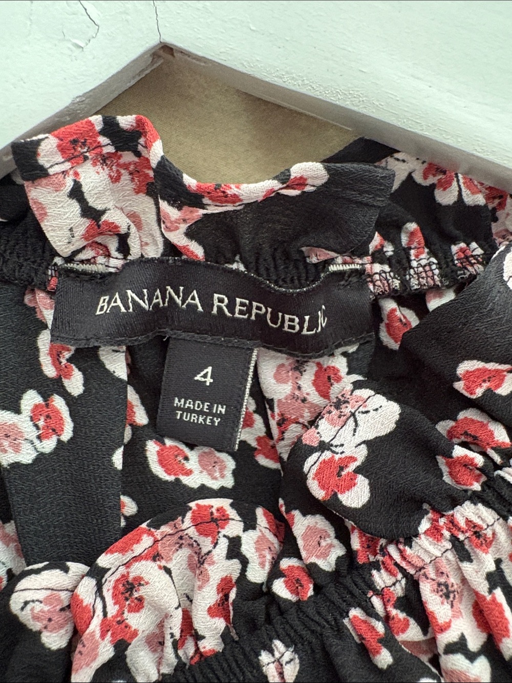 Banana Republic Black Midi Dress with Pink Floral Print - Picture 3 of 4